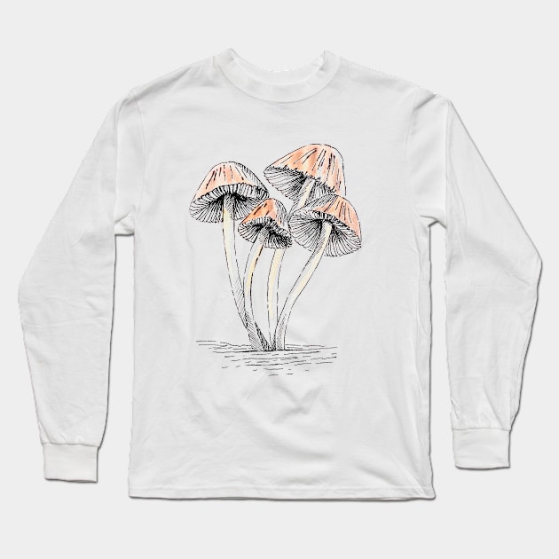 Sherbet mushrooms Long Sleeve T-Shirt by ncprocter